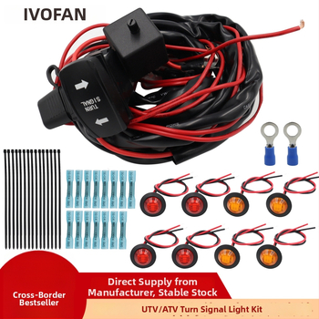 Káblový zvod pre smerové svetlá ATV/UTV s reléom, LED svetlom a rocker spínačom — CP-3026, 30W, 12V
