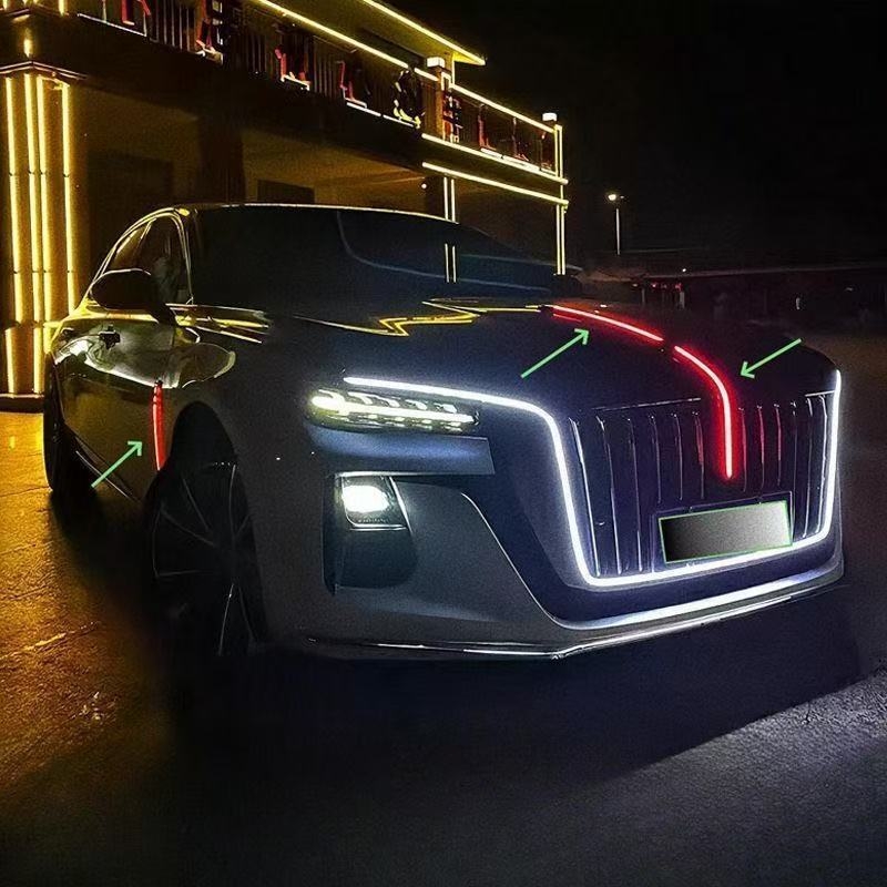 Hongqi H5 U-oblike LED traka rasvjete, višestruke funkcije, kompatibilna s lampama u stilu H9, model 324, silikon, 12V