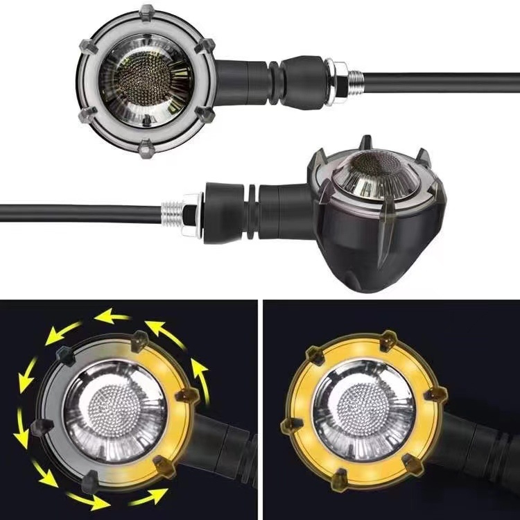 Motociklistički LED rotirajući sekvencijalni pokazivač smjera, 12V univerzalno, model D-174 (ABS kućište + LED 6626)