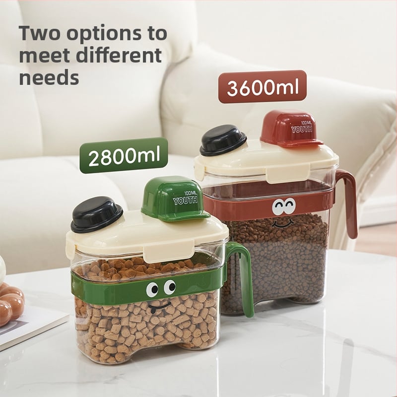 Δοχείο Αποθήκευσης Τροφίμων Κατοικίδιων — σφραγισμένο, αδιάβροχο, πλαστικό, 1600 ml, για γάτες και σκύλους