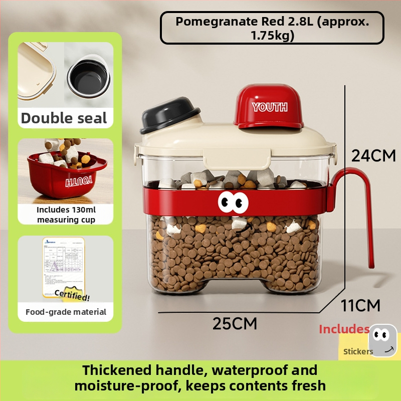 Δοχείο Αποθήκευσης Τροφίμων Κατοικίδιων — σφραγισμένο, αδιάβροχο, πλαστικό, 1600 ml, για γάτες και σκύλους