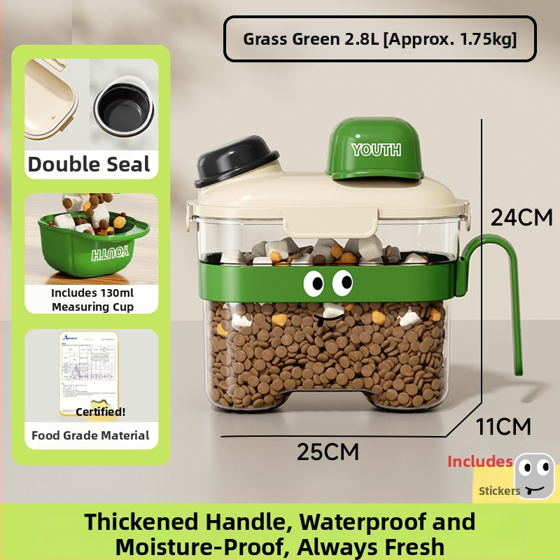 Δοχείο Αποθήκευσης Τροφίμων Κατοικίδιων — σφραγισμένο, αδιάβροχο, πλαστικό, 1600 ml, για γάτες και σκύλους