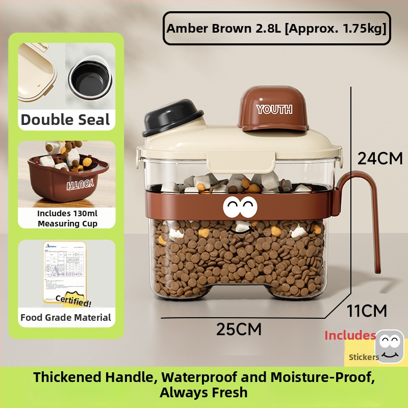 Δοχείο Αποθήκευσης Τροφίμων Κατοικίδιων — σφραγισμένο, αδιάβροχο, πλαστικό, 1600 ml, για γάτες και σκύλους