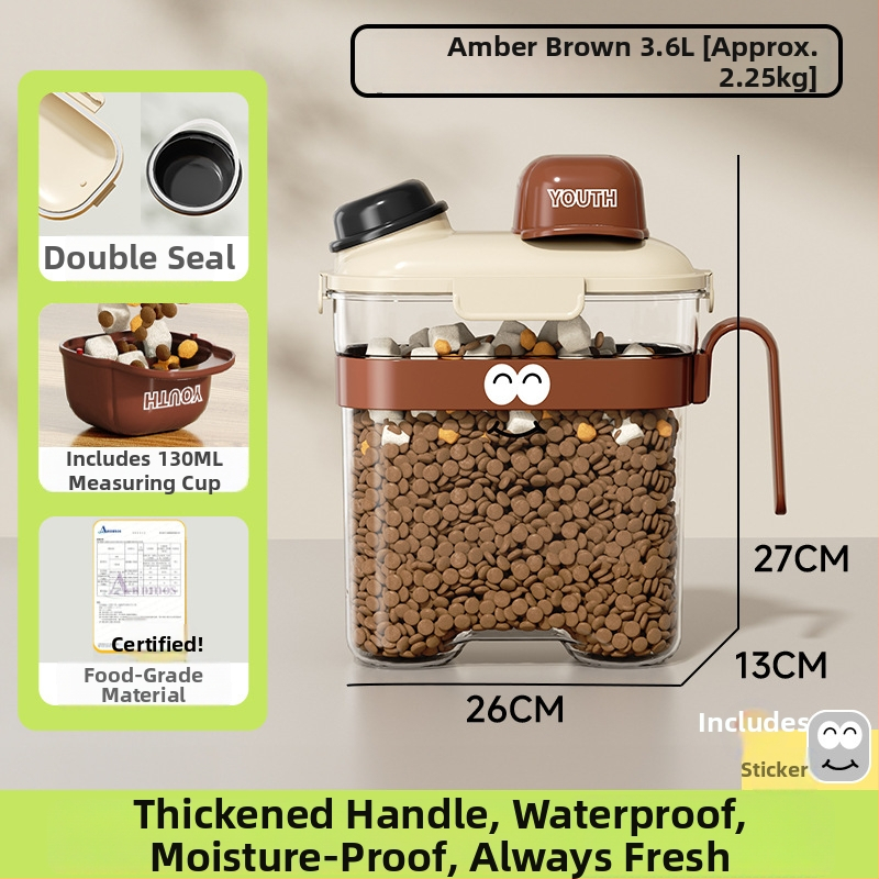 Δοχείο Αποθήκευσης Τροφίμων Κατοικίδιων — σφραγισμένο, αδιάβροχο, πλαστικό, 1600 ml, για γάτες και σκύλους