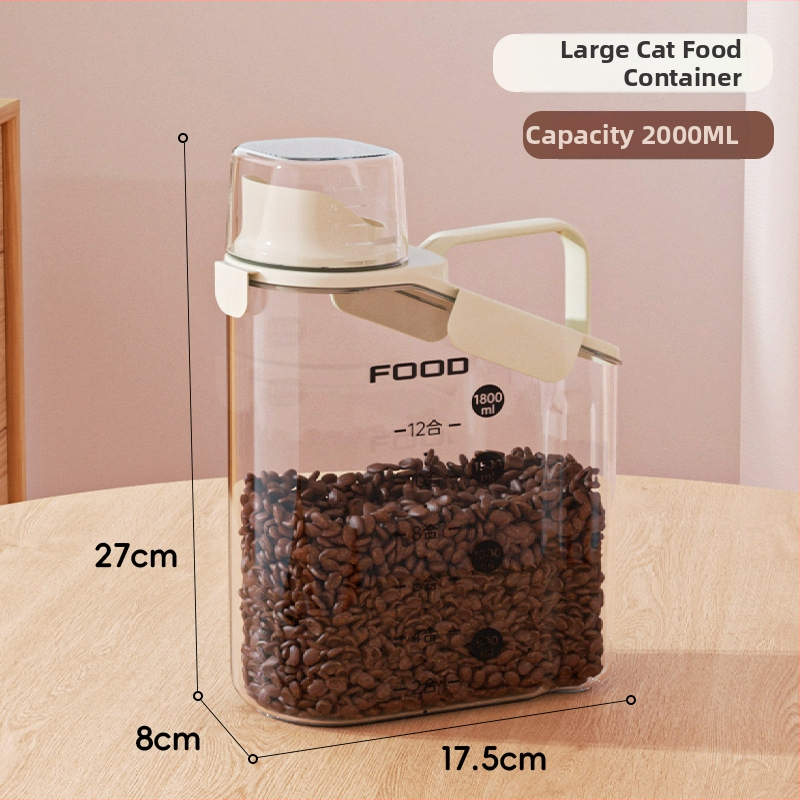Δοχείο Αποθήκευσης Τροφίμων Κατοικίδιων — σφραγισμένο, αδιάβροχο, πλαστικό, 1600 ml, για γάτες και σκύλους
