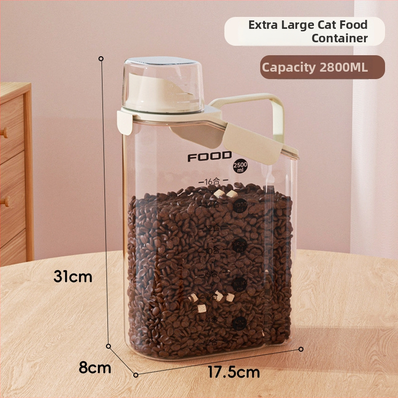 Δοχείο Αποθήκευσης Τροφίμων Κατοικίδιων — σφραγισμένο, αδιάβροχο, πλαστικό, 1600 ml, για γάτες και σκύλους