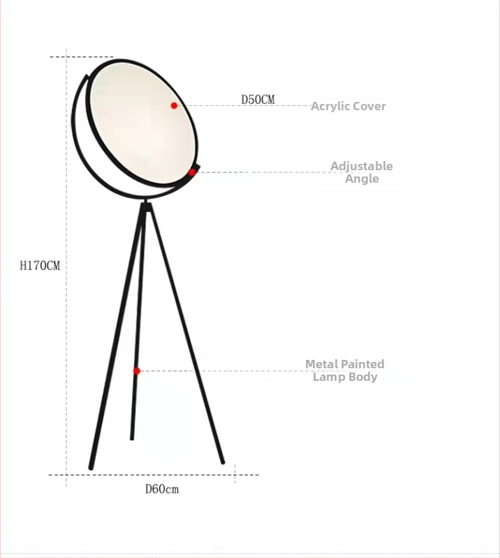 Minimalistická stojacia lampa do obývačky, kovové telo z železa a tienidlo z železa a akrylu, LED, 220V, dosvit 5-10 m², vhodná do obývačky, spálne a štúdie