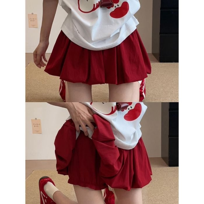 Fustă A-line, model simplu, poliester cu spandex până la 30%, lungime scurtă, stil girly