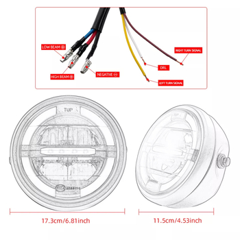 LED prednje svjetlo za Harley motocikl s montažnim nosačem, kućište od livenog aluminija, 12-24V, IP68, 6000 lm, 60W