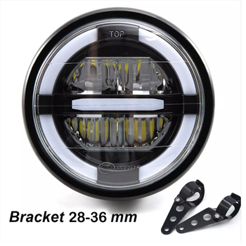 LED prednje svjetlo za Harley motocikl s montažnim nosačem, kućište od livenog aluminija, 12-24V, IP68, 6000 lm, 60W