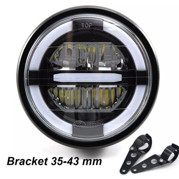 LED prednje svjetlo za Harley motocikl s montažnim nosačem, kućište od livenog aluminija, 12-24V, IP68, 6000 lm, 60W