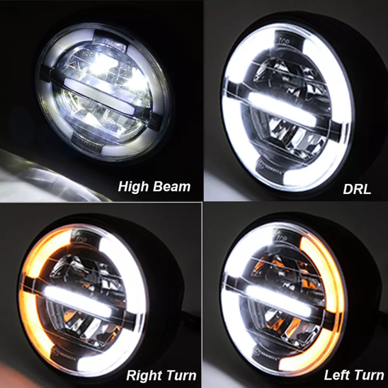 LED prednje svjetlo za Harley motocikl s montažnim nosačem, kućište od livenog aluminija, 12-24V, IP68, 6000 lm, 60W