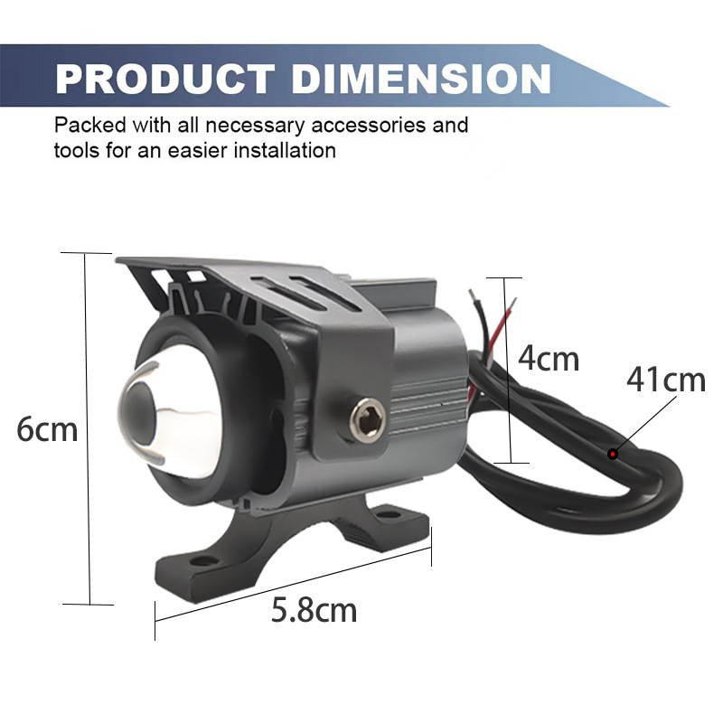 Motociklistički LED reflektor s poklopcem, aluminijsko kućište, 12W, 9-80V, model YL-5655, univerzalna kompatibilnost
