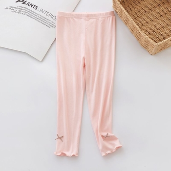 Dječje leggings od modala, kratke, srednji pojas, s mašnicom, 95% modal