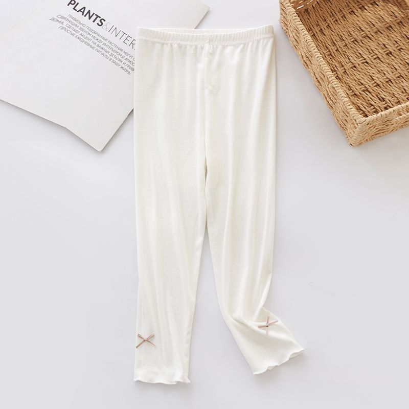 Dječje leggings od modala, kratke, srednji pojas, s mašnicom, 95% modal