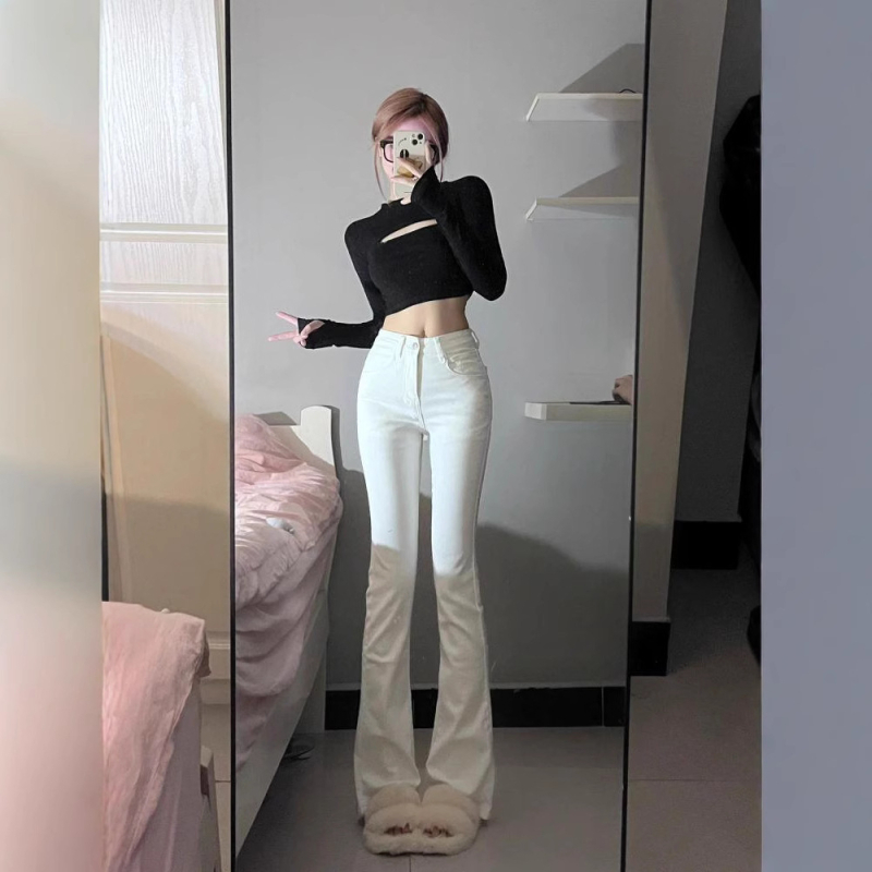 Traperice Bootcut, visoki struk, elastični denim 50–70% Spandeks, jesen 2024