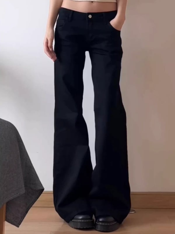 Traperice za žene, niski struk, blago proširene, široke nogavice, spandex 50–70% tkanine, jesen 2024.
