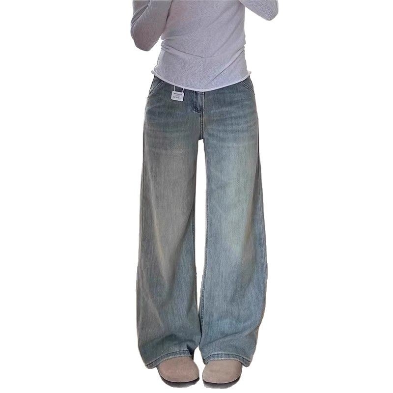 Traperice širokih nogavica, visokim strukom, denim, pamuk, srednje težine