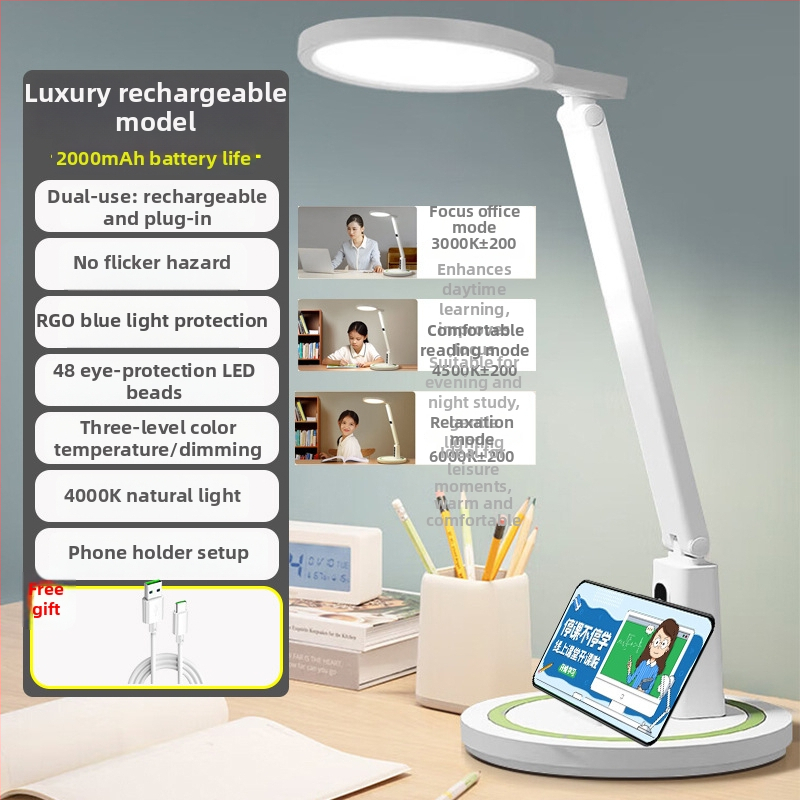 LED stolna lampa s USB napajanjem, dodirni prekidač, plastično sjenilo, CRI 80–89, napon ≤36V