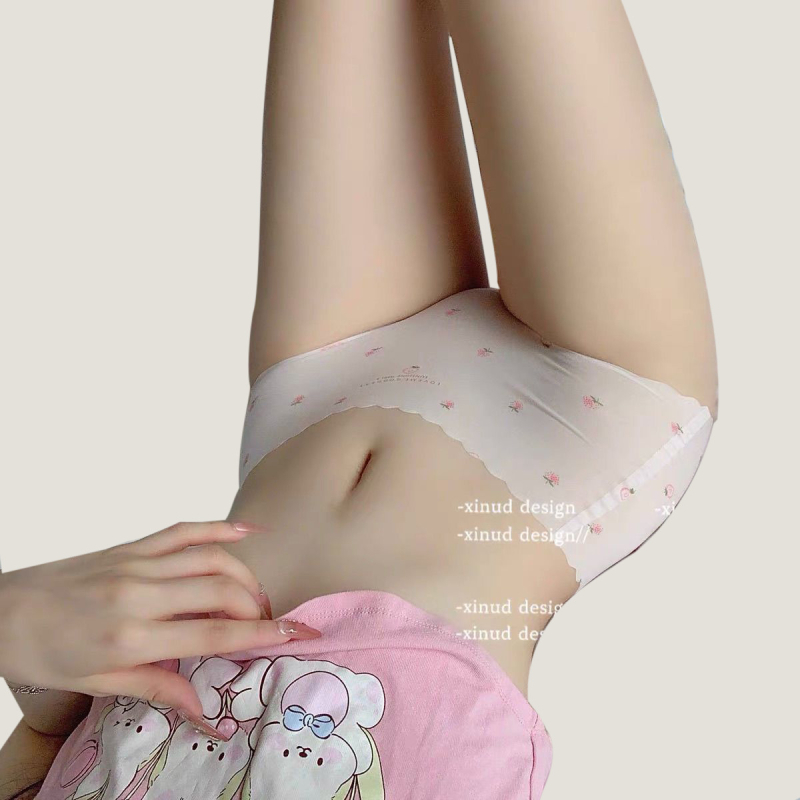 Ženske ultra-tanke Ice Silk gaćice, kontrola trbuha, podizanje bokova, slatki voćni print
