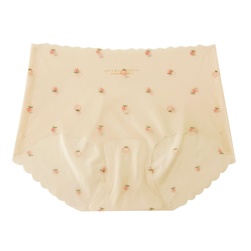 Ženske ultra-tanke Ice Silk gaćice, kontrola trbuha, podizanje bokova, slatki voćni print