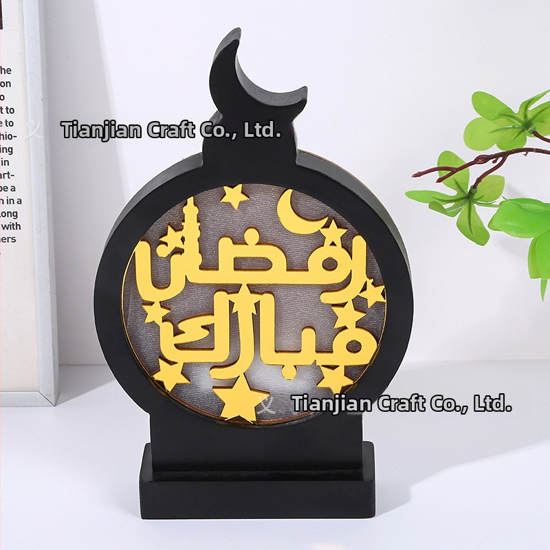 Ξύλινο διακοσμητικό σε σχήμα ρολογιού με μοτίβο αστέρι-φεγγάρι για σύγχρονη οικιακή διακόσμηση