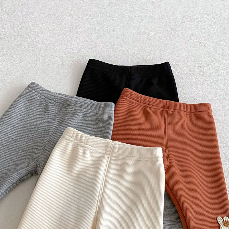 Dječje leggings za djevojčice s flis podstavom, patchwork dizajn s zekom, rayon-spandeks mješavina, srednji pojas, jesen-zima 2025