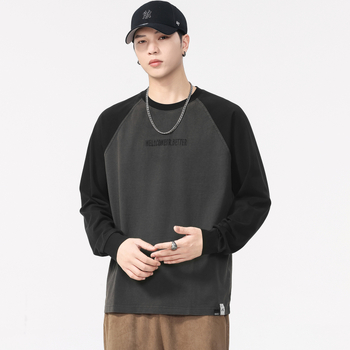 Muška majica od 100% pamuka, dugi rukav, raglan kroj, ležeran kroj, 260 g, jesen