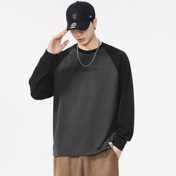 Muška majica od 100% pamuka, dugi rukav, raglan kroj, ležeran kroj, 260 g, jesen