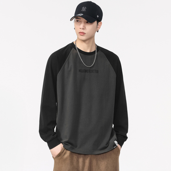 Muška majica od 100% pamuka, dugi rukav, raglan kroj, ležeran kroj, 260 g, jesen