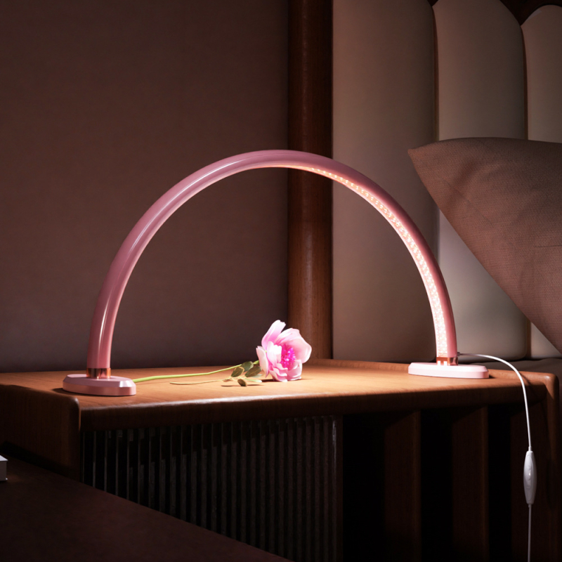 Lampa za njegu noktiju na stolu, LED lampa u obliku luka s trobojnim osvjetljenjem, USB napajanje, metalno sjenilo, gumb za uključivanje