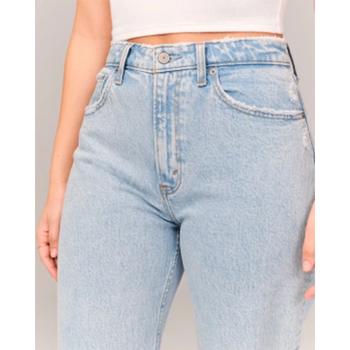 Ženske pamukaste traperice – labav kroj, ravne nogavice, niski pojas, hlače pune duljine