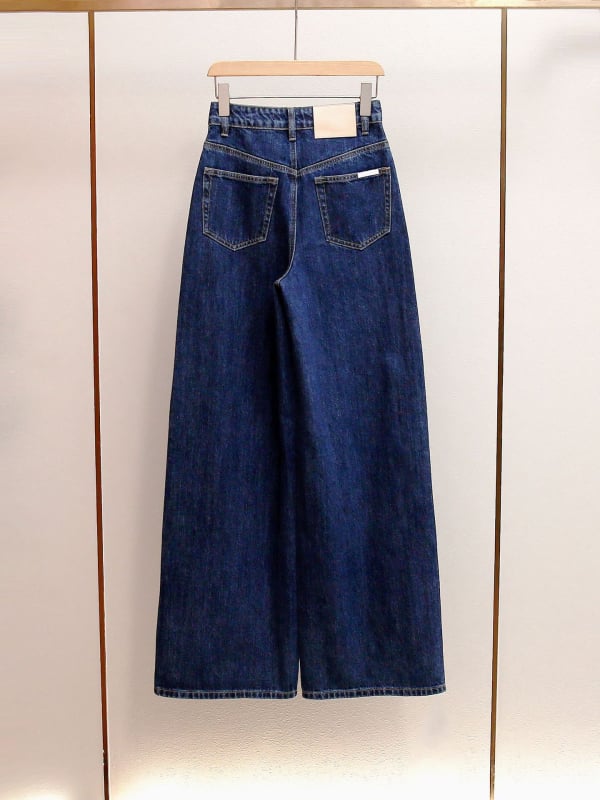 Traperice - široke nogavice, visokog struka, s dijamantnom ukrašenom, isprani denim