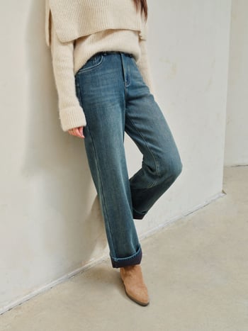 Traperice s fleece podstavom, ravni kroj, srednja struka, debeli materijal, japansko-korejski casual stil, zima 2025