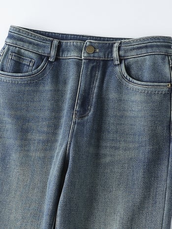 Traperice s fleece podstavom, ravni kroj, srednja struka, debeli materijal, japansko-korejski casual stil, zima 2025