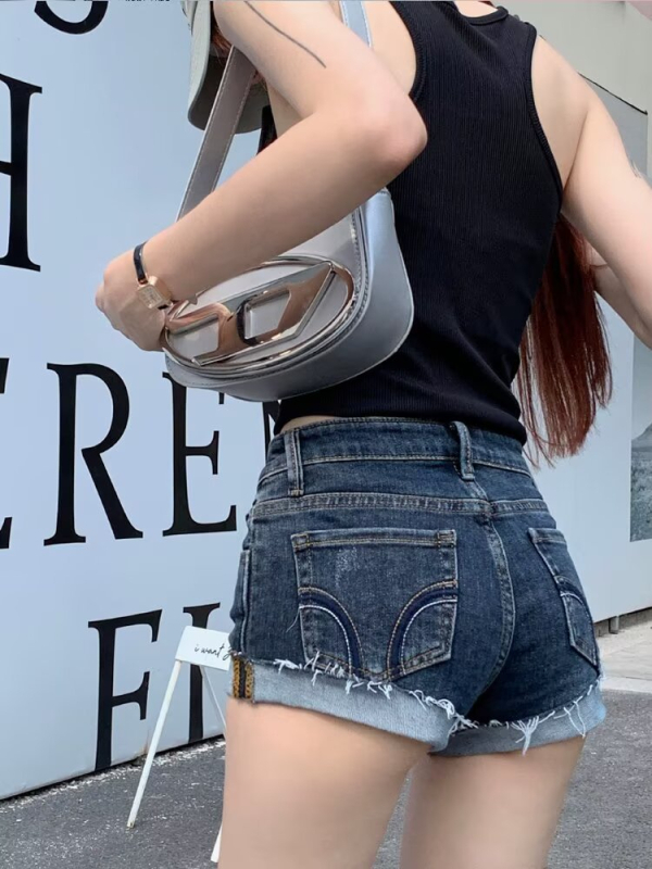 FUIV ženske traper kratke hlače – visok pas, duljina tri četvrtine, ravni kroj, denim s polyesterom i pamukom