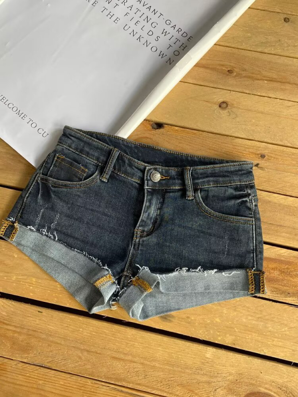 FUIV ženske traper kratke hlače – visok pas, duljina tri četvrtine, ravni kroj, denim s polyesterom i pamukom