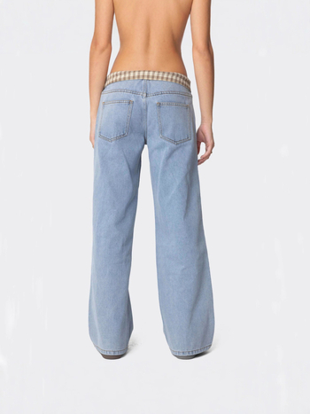 Ženske farmerke ravnog kroja, srednji pojas, Ice-wash denim, 50–70% pamuk, casual gradski stil prijevoza