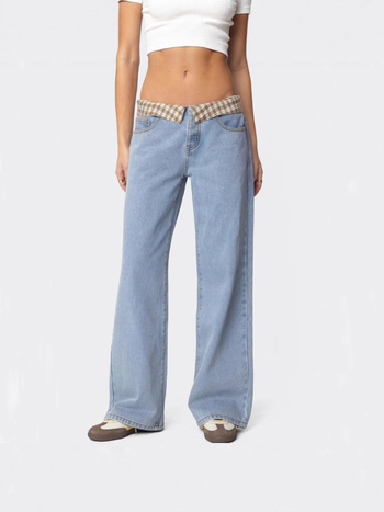 Ženske farmerke ravnog kroja, srednji pojas, Ice-wash denim, 50–70% pamuk, casual gradski stil prijevoza