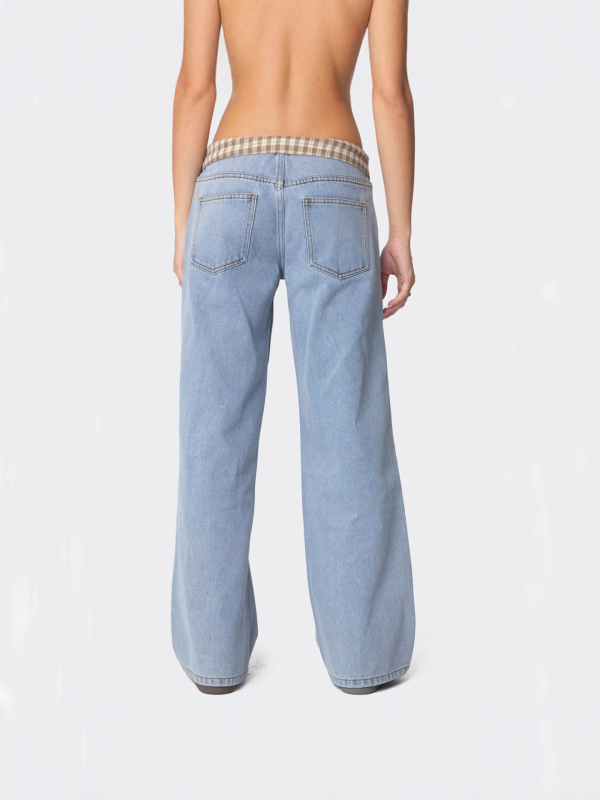 Ženske farmerke ravnog kroja, srednji pojas, Ice-wash denim, 50–70% pamuk, casual gradski stil prijevoza