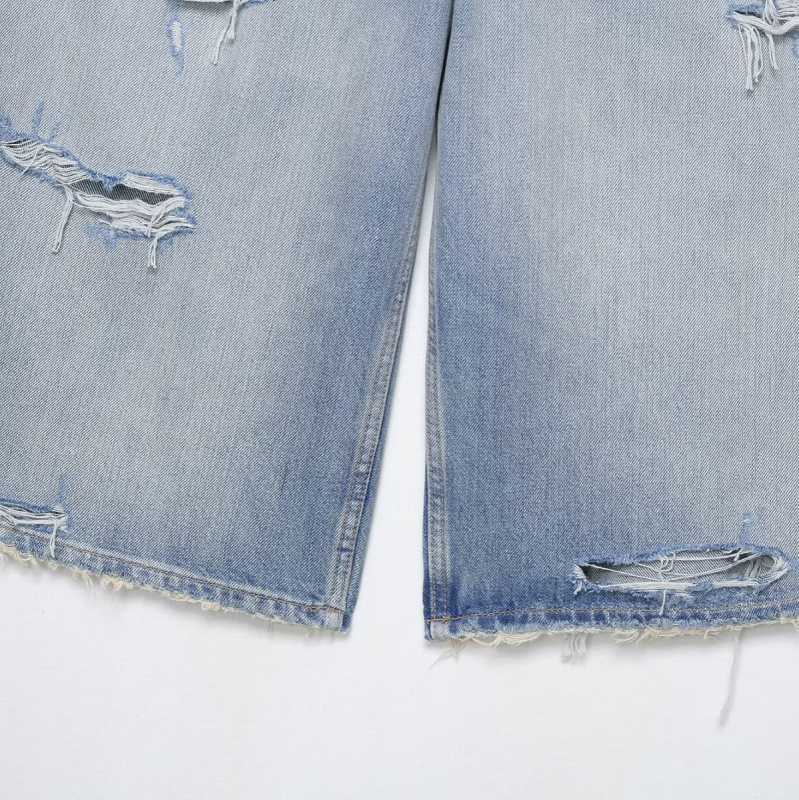 Traper kratke hlače s izrezanim ukrasom, udoban kroj, niska struka, gradski stil, 95%+ poliester