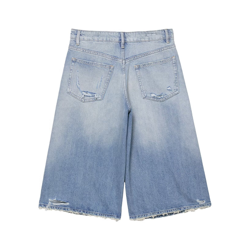 Traper kratke hlače s izrezanim ukrasom, udoban kroj, niska struka, gradski stil, 95%+ poliester