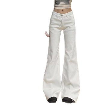 Ženske traperice visokim strukom bootcut, duljina do poda, zatvarač, pamuk-poliester smjesa
