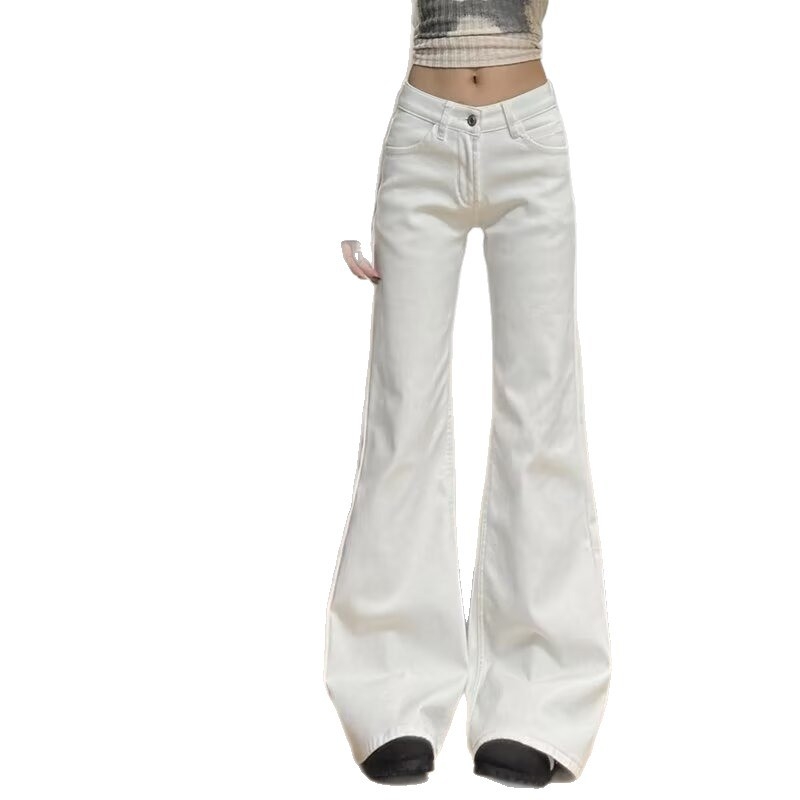 Ženske traperice visokim strukom bootcut, duljina do poda, zatvarač, pamuk-poliester smjesa
