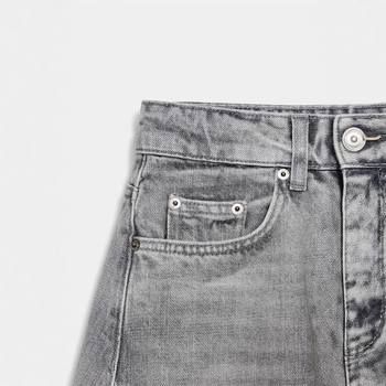 Ženske traperice ravnog kroja, visok pojas, pamuk denim, izbrušeni detalji, Zima 2025