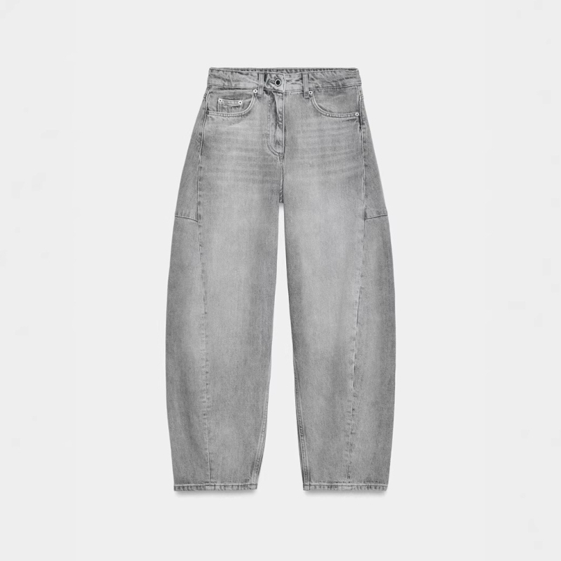 Ženske traperice ravnog kroja, visok pojas, pamuk denim, izbrušeni detalji, Zima 2025