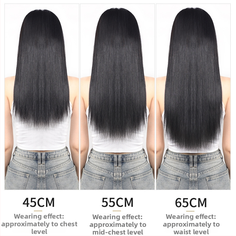 Piesă de perucă din păr natural, țesut manual, păr drept, bucată unică îngroșată, potrivită pentru vopsire și ondulare permanentă