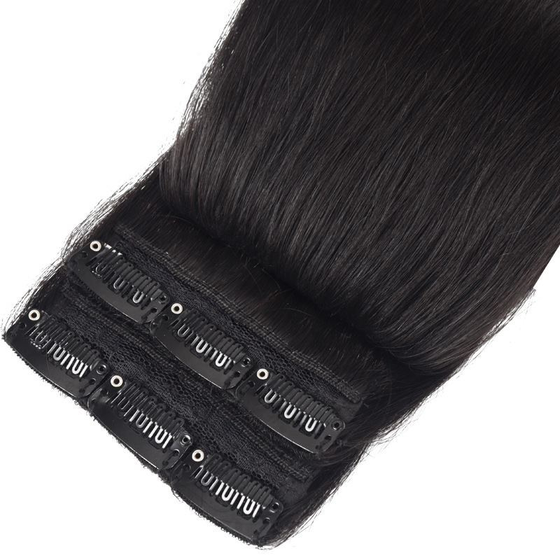 Piesă de perucă din păr natural, țesut manual, păr drept, bucată unică îngroșată, potrivită pentru vopsire și ondulare permanentă