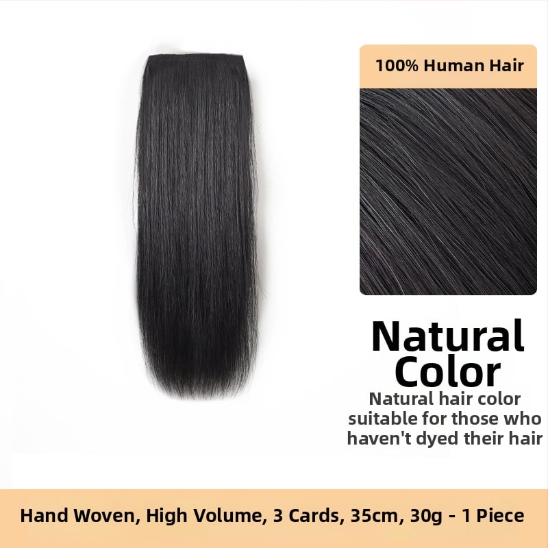 Piesă de perucă din păr natural, țesut manual, păr drept, bucată unică îngroșată, potrivită pentru vopsire și ondulare permanentă