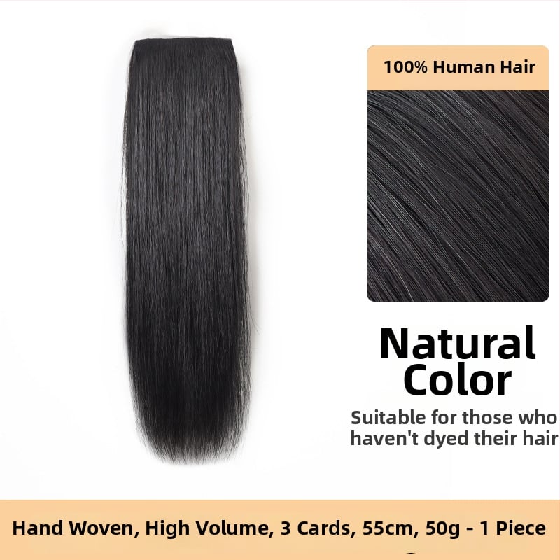 Piesă de perucă din păr natural, țesut manual, păr drept, bucată unică îngroșată, potrivită pentru vopsire și ondulare permanentă